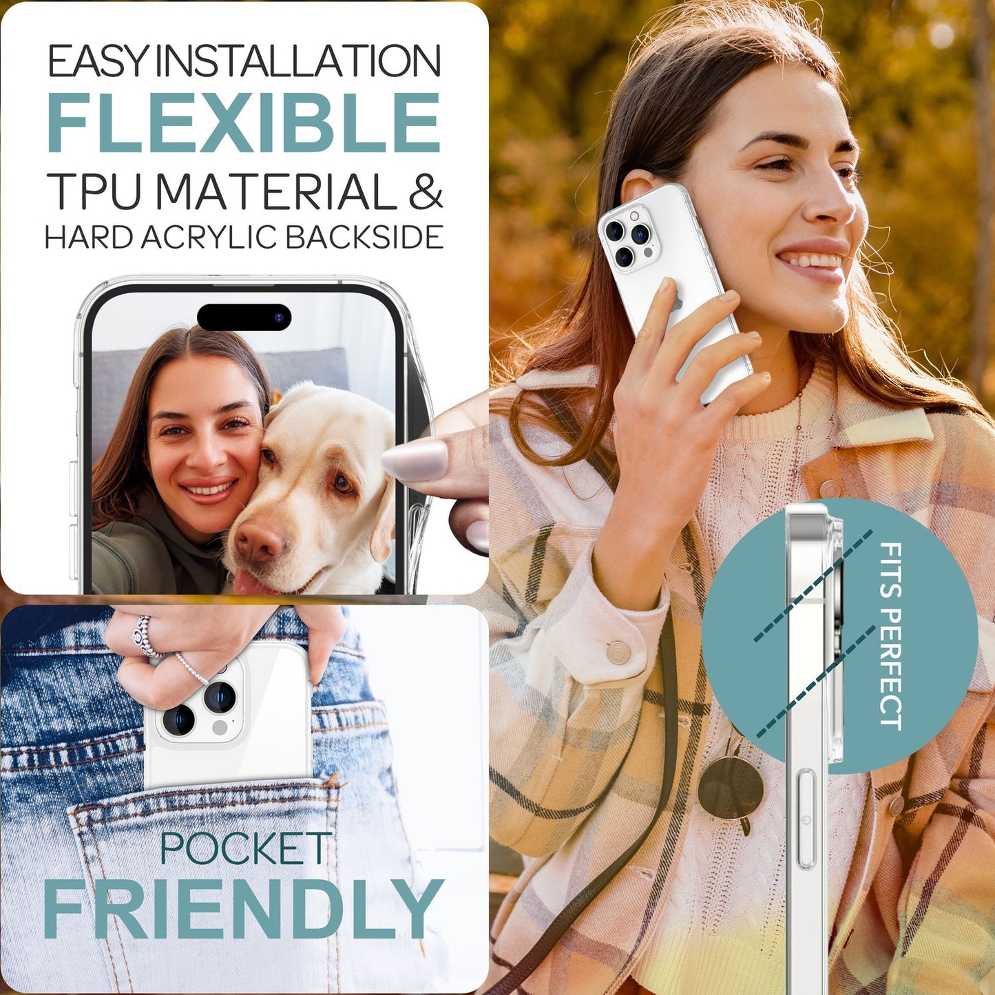 NALIA Transparente Hülle für iPhone 16 Pro – Anti-Gelb & Stoßfest – BLYSS (Rückseite in Glas-Optik) – Marke aus Berlin