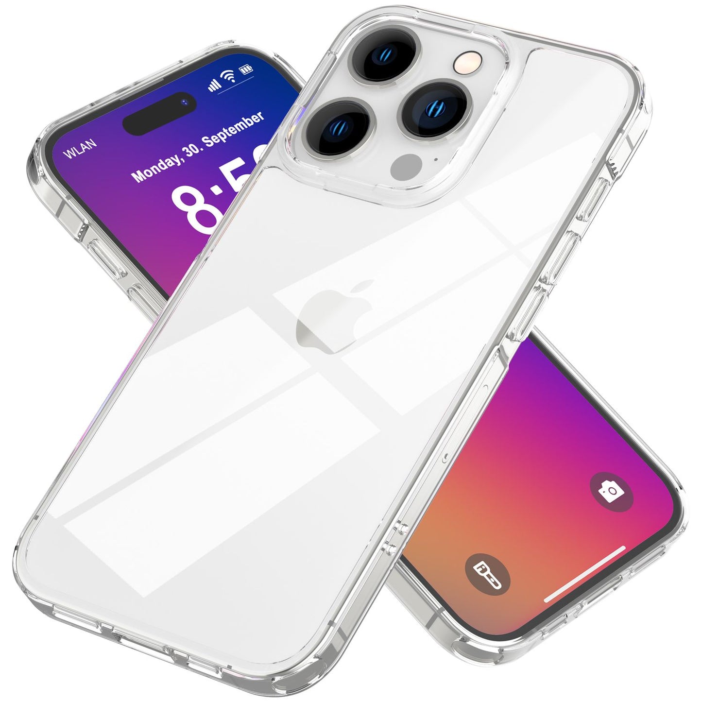 NALIA Transparente Hülle für iPhone 16 Pro Max – Anti-Gelb & Stoßfest – BLYSS (Rückseite in Glas-Optik) – Marke aus Berlin
