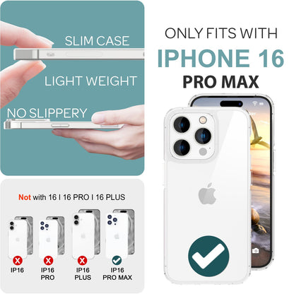 NALIA Transparente Hülle für iPhone 16 Pro Max – Anti-Gelb & Stoßfest – BLYSS (Rückseite in Glas-Optik) – Marke aus Berlin