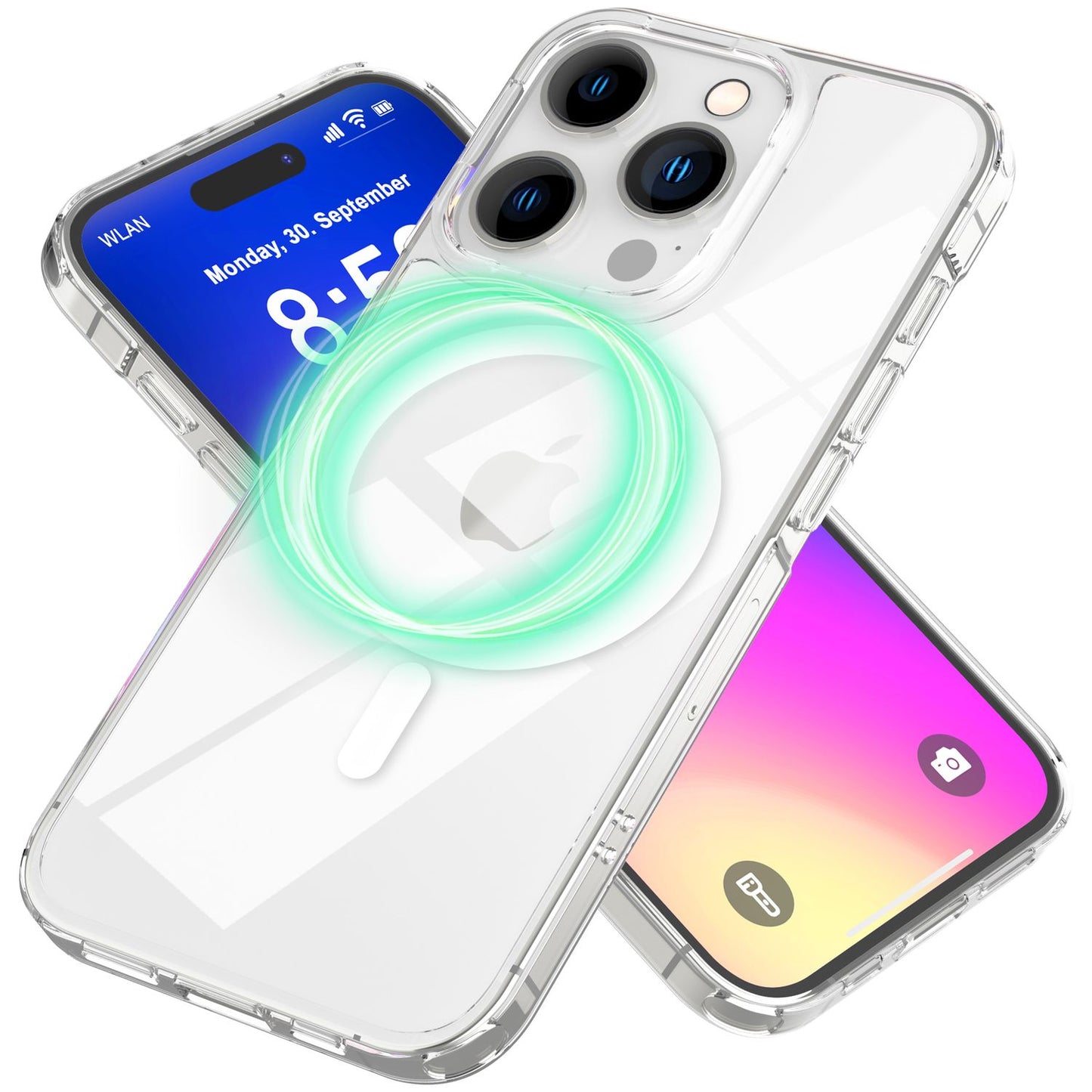 NALIA Transparentes Magnet Case für iPhone 16 Pro – MagPower System (MagSafe kompatibel) – LUMEX (Edle Glas-Optik, aber unzerbrechlich) – Marke aus Berlin