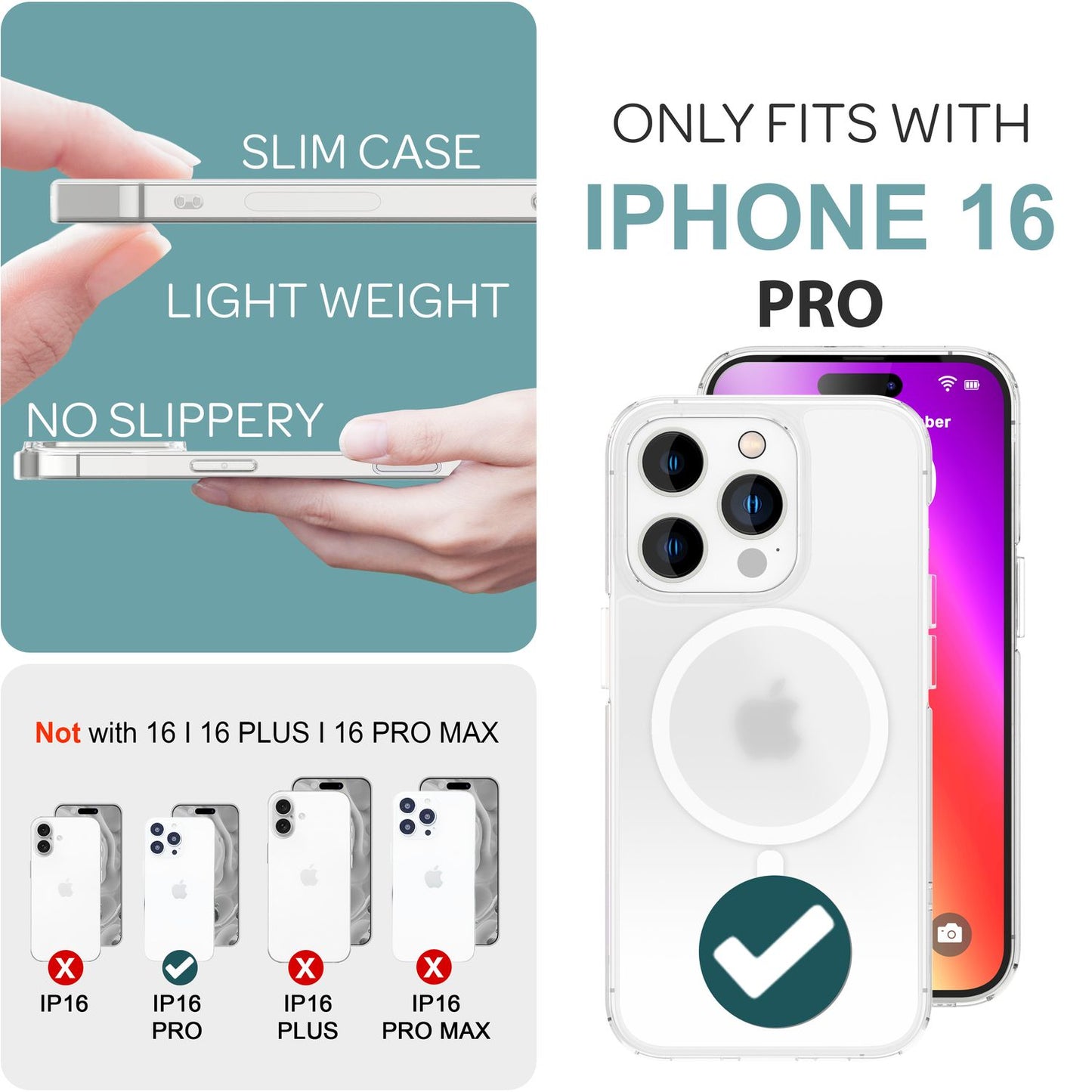 NALIA Mattes Magnet Case für iPhone 16 Pro – MagSafe kompatibel – ONYX (Edle Milchglas-Optik, Anti-Fingerprint & Grip) – Marke aus Berlin