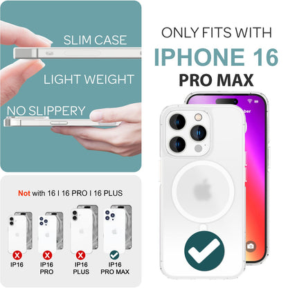 NALIA Mattes Magnet Case für iPhone 16 Pro Max – MagSafe kompatibel – ONYX (Edle Milchglas-Optik, Anti-Fingerprint & Grip) – Marke aus Berlin