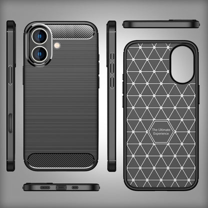 NALIA Silikonhülle für iPhone 16 – Rutschfest & Matt – VORTEX (Gebürstete Optik & Carbon Design) – Marke aus Berlin
