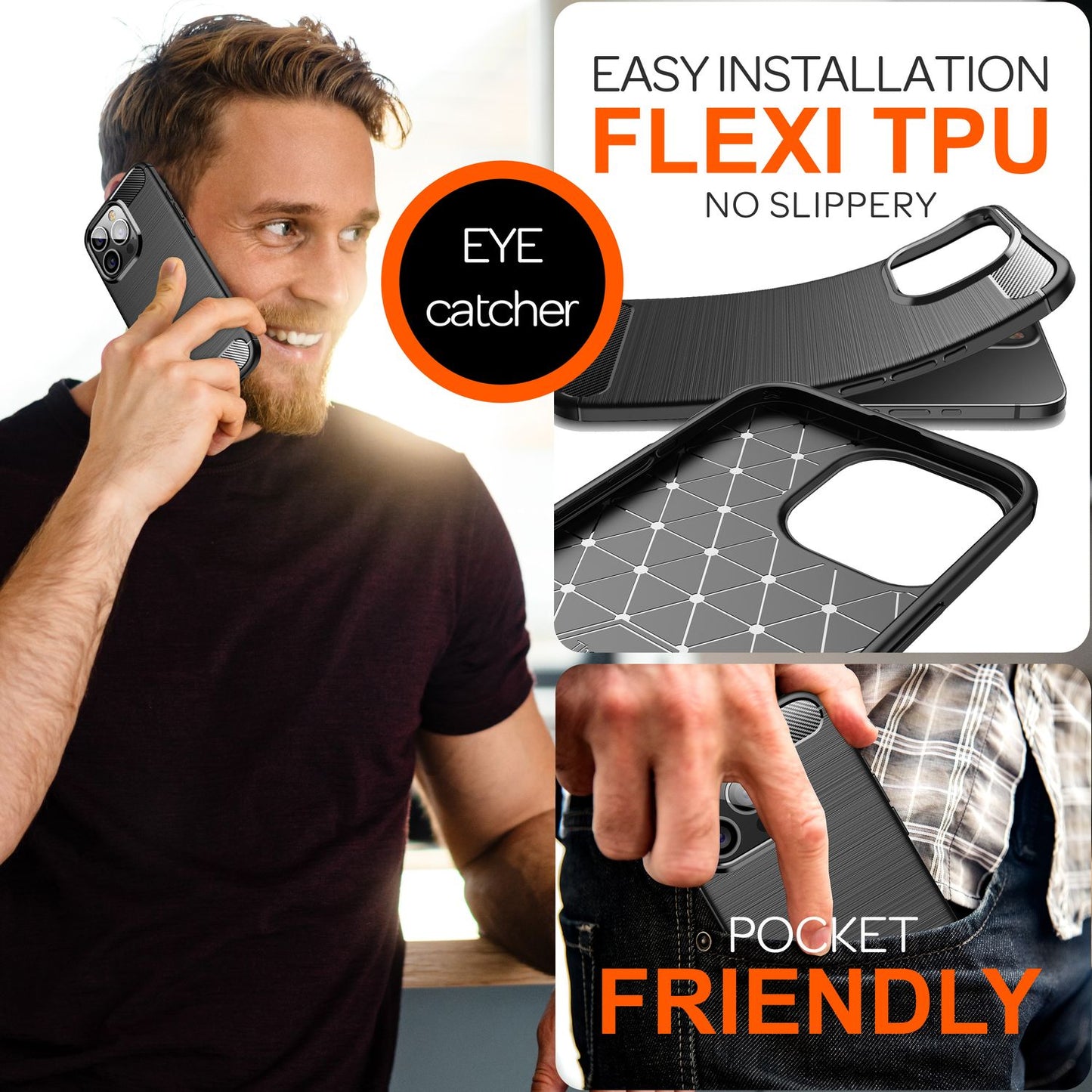 NALIA Silikonhülle für iPhone 16 Pro – Rutschfest & Matt – VORTEX (Gebürstete Optik & Carbon Design) – Marke aus Berlin