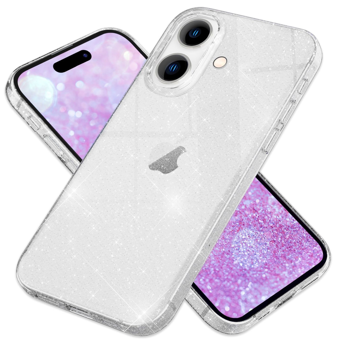 NALIA Glitzerhülle für iPhone 16 – Funkelndes Silikon Case – DAZZLIN (Transparent & Stoßfest) – Marke aus Berlin