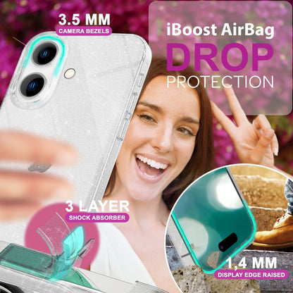 NALIA Glitzerhülle für iPhone 16 – Funkelndes Silikon Case – DAZZLIN (Transparent & Stoßfest) – Marke aus Berlin