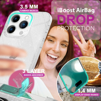 NALIA Glitzerhülle für iPhone 16 Pro – Funkelndes Silikon Case – DAZZLIN (Transparent & Stoßfest) – Marke aus Berlin