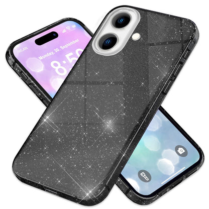 NALIA Glitzerhülle für iPhone 16 – Funkelnder Glitzer-Look & Grip – SHINEPOP (Silikon Case) – Marke aus Berlin