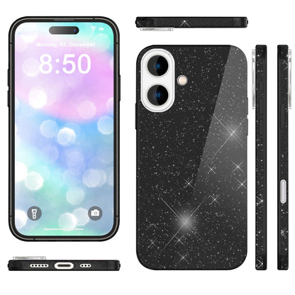 NALIA Glitzerhülle für iPhone 16 – Funkelnder Glitzer-Look & Grip – SHINEPOP (Silikon Case) – Marke aus Berlin