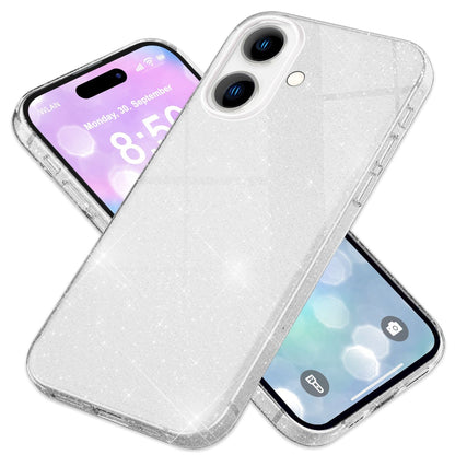 NALIA Glitzerhülle für iPhone 16 – Funkelnder Glitzer-Look & Grip – SHINEPOP (Silikon Case) – Marke aus Berlin