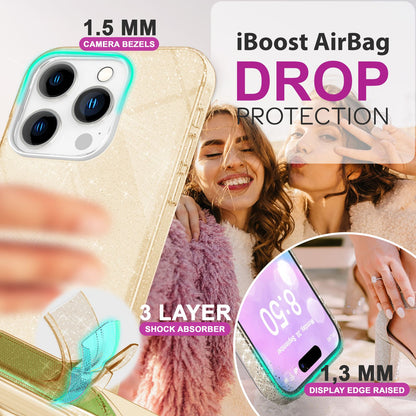 NALIA Glitzerhülle für iPhone 16 Pro – Funkelnder Glitzer-Look & Grip – SHINEPOP (Silikon Case) – Marke aus Berlin