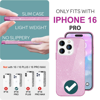 NALIA Glitzerhülle für iPhone 16 Pro – Funkelnder Glitzer-Look & Grip – SHINEPOP (Silikon Case) – Marke aus Berlin