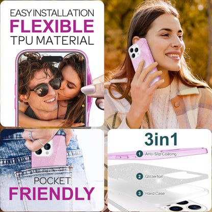 NALIA Glitzerhülle für iPhone 16 Pro Max – Funkelnder Glitzer-Look & Grip – SHINEPOP (Silikon Case) – Marke aus Berlin
