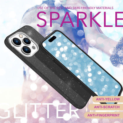 NALIA Glitzerhülle für iPhone 16 Pro Max – Funkelnder Glitzer-Look & Grip – SHINEPOP (Silikon Case) – Marke aus Berlin
