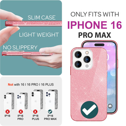 NALIA Glitzerhülle für iPhone 16 Pro Max – Funkelnder Glitzer-Look & Grip – SHINEPOP (Silikon Case) – Marke aus Berlin