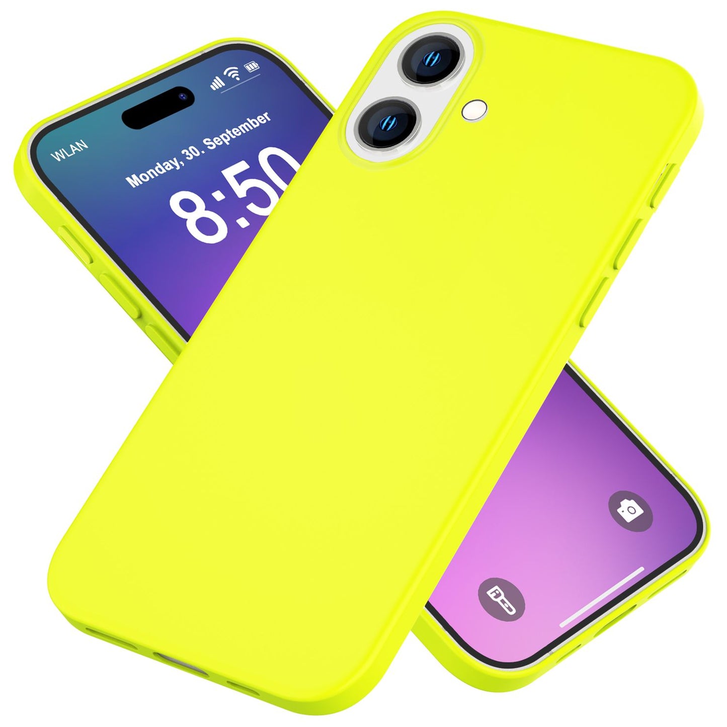 NALIA Neon Silikonhülle für iPhone 16 – Soft-Touch & Signal-Neon – NEONSHOCK (Matte Schutzhülle) – Marke aus Berlin