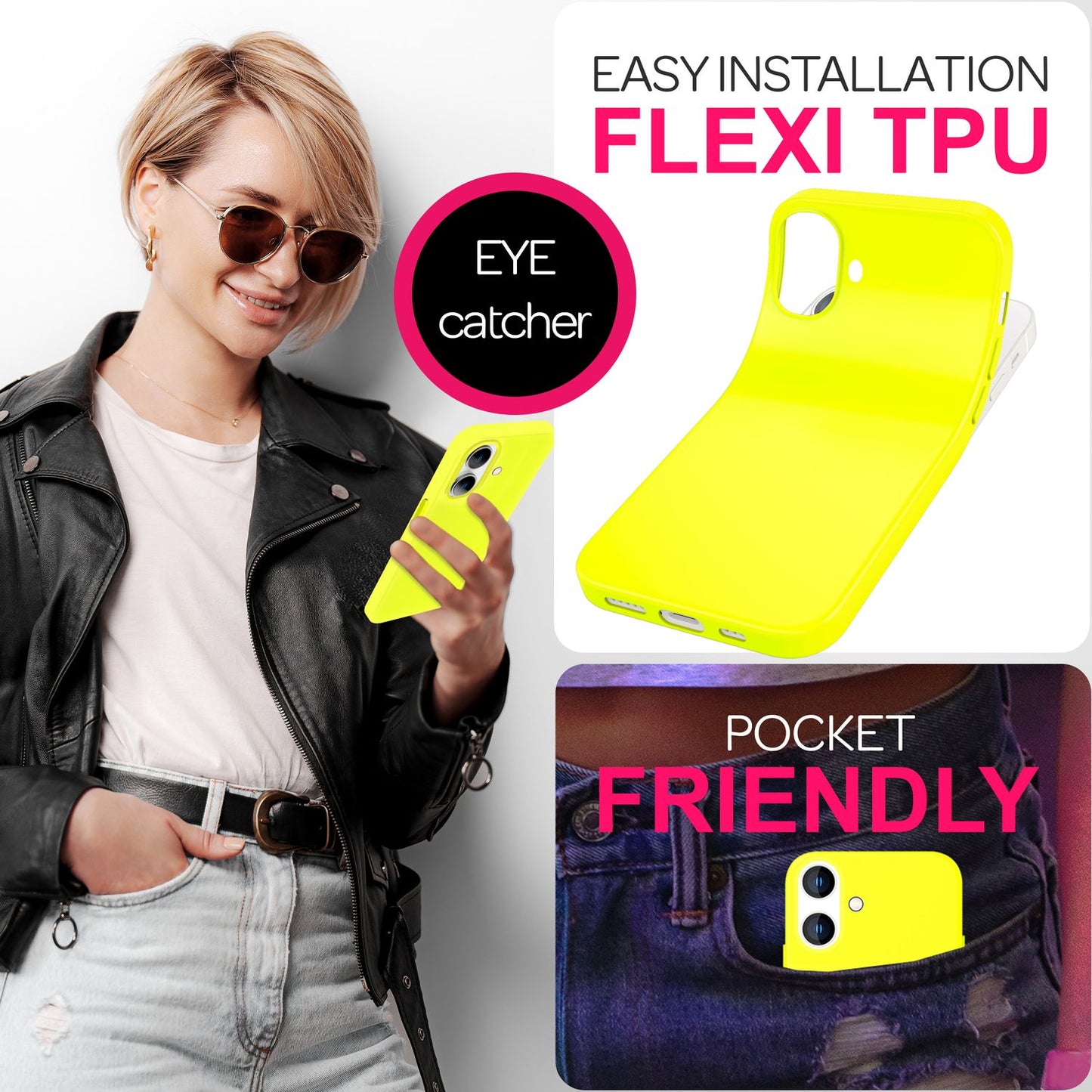 NALIA Neon Silikonhülle für iPhone 16 – Soft-Touch & Signal-Neon – NEONSHOCK (Matte Schutzhülle) – Marke aus Berlin
