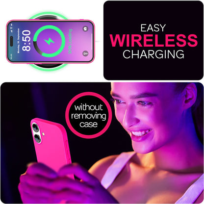 NALIA Neon Silikonhülle für iPhone 16 – Soft-Touch & Signal-Neon – NEONSHOCK (Matte Schutzhülle) – Marke aus Berlin