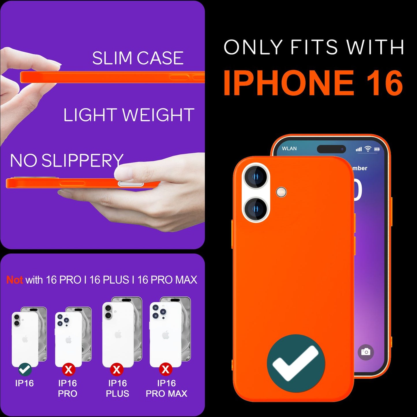 NALIA Neon Silikonhülle für iPhone 16 – Soft-Touch & Signal-Neon – NEONSHOCK (Matte Schutzhülle) – Marke aus Berlin