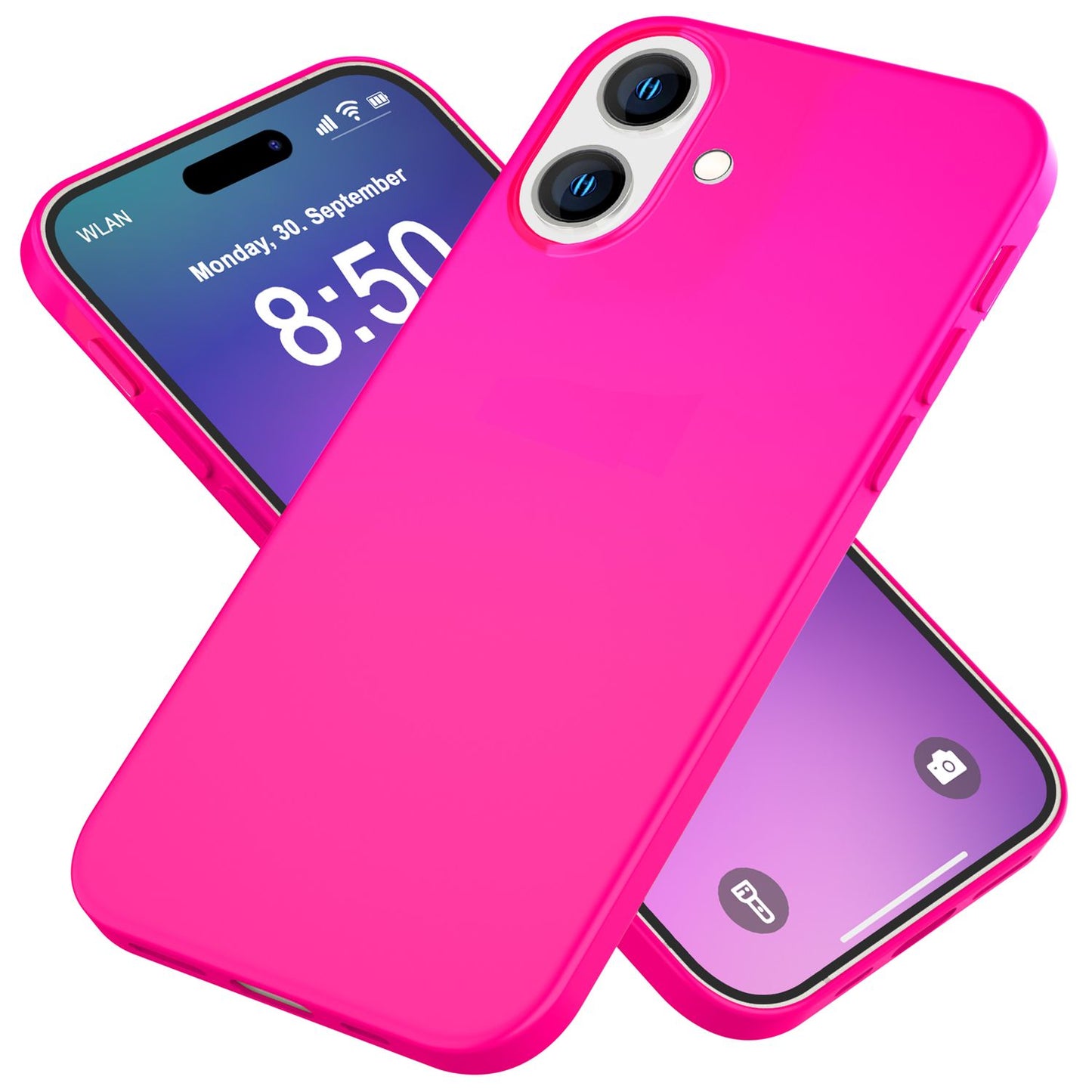 NALIA Neon Silikonhülle für iPhone 16 Plus – Soft-Touch & Signal-Neon – NEONSHOCK (Matte Schutzhülle) – Marke aus Berlin