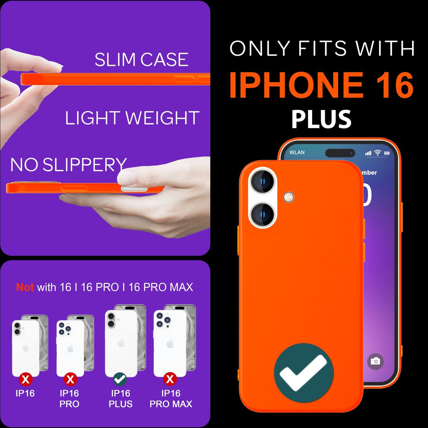 NALIA Neon Silikonhülle für iPhone 16 Plus – Soft-Touch & Signal-Neon – NEONSHOCK (Matte Schutzhülle) – Marke aus Berlin