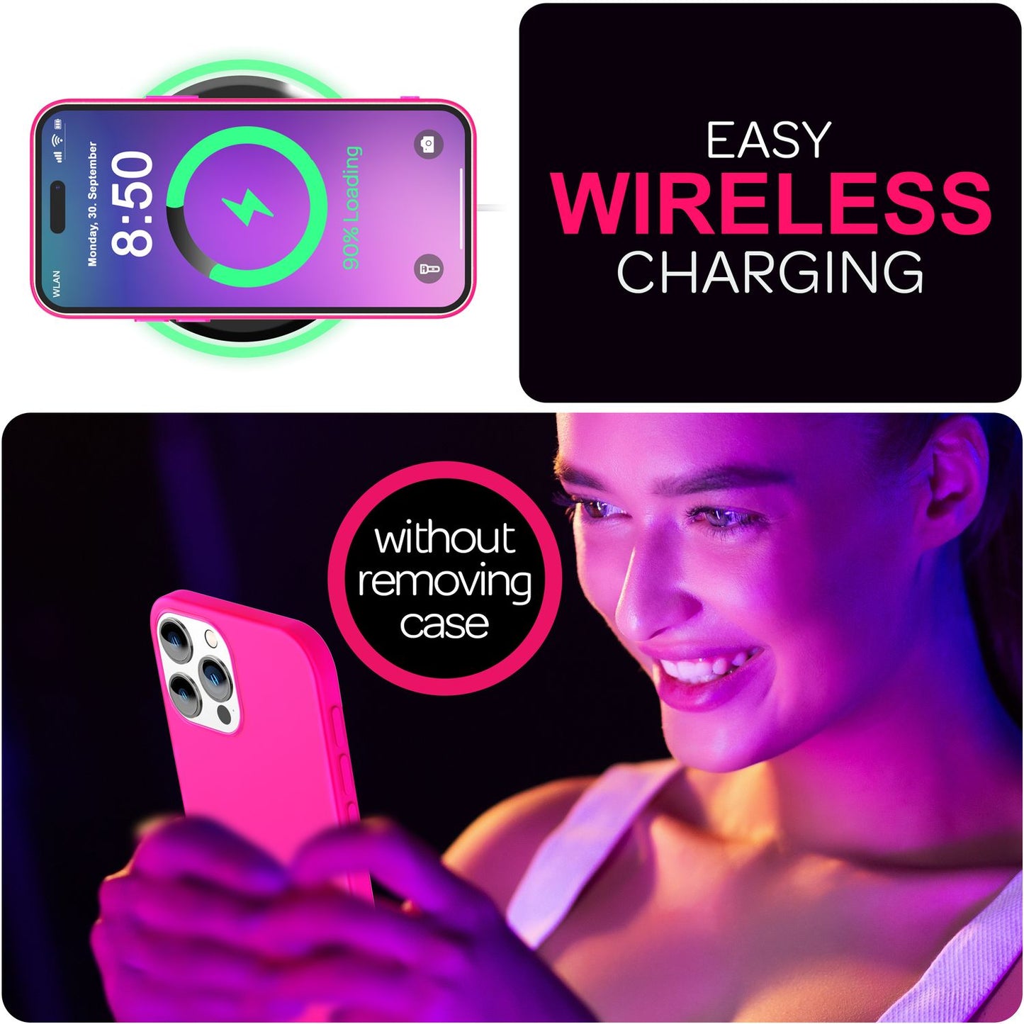 NALIA Neon Silikonhülle für iPhone 16 Pro – Soft-Touch & Signal-Neon – NEONSHOCK (Matte Schutzhülle) – Marke aus Berlin