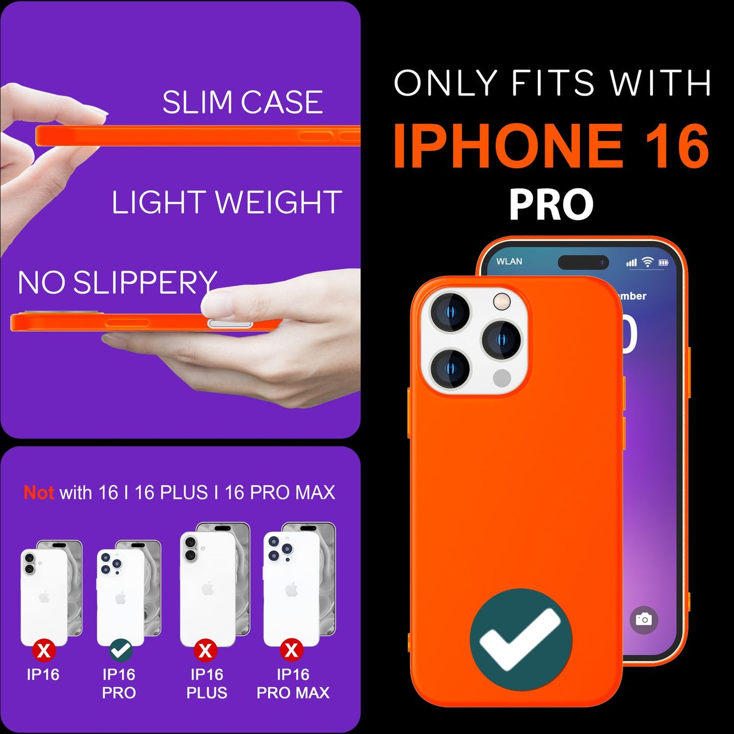 NALIA Neon Silikonhülle für iPhone 16 Pro – Soft-Touch & Signal-Neon – NEONSHOCK (Matte Schutzhülle) – Marke aus Berlin