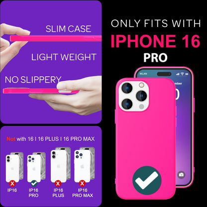 NALIA Neon Silikonhülle für iPhone 16 Pro – Soft-Touch & Signal-Neon – NEONSHOCK (Matte Schutzhülle) – Marke aus Berlin