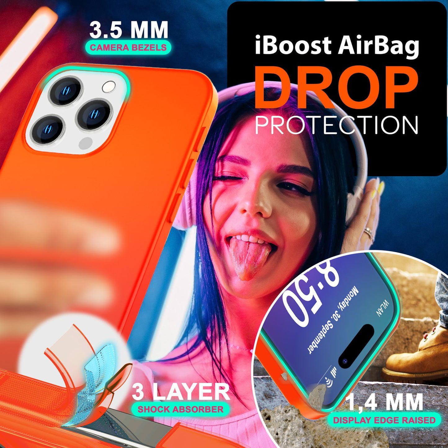 NALIA Neon Silikonhülle für iPhone 16 Pro Max – Soft-Touch & Signal-Neon – NEONSHOCK (Matte Schutzhülle) – Marke aus Berlin