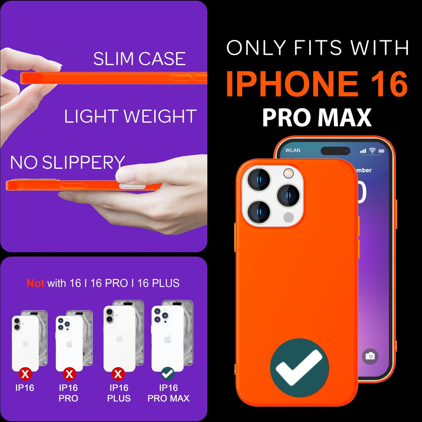 NALIA Neon Silikonhülle für iPhone 16 Pro Max – Soft-Touch & Signal-Neon – NEONSHOCK (Matte Schutzhülle) – Marke aus Berlin