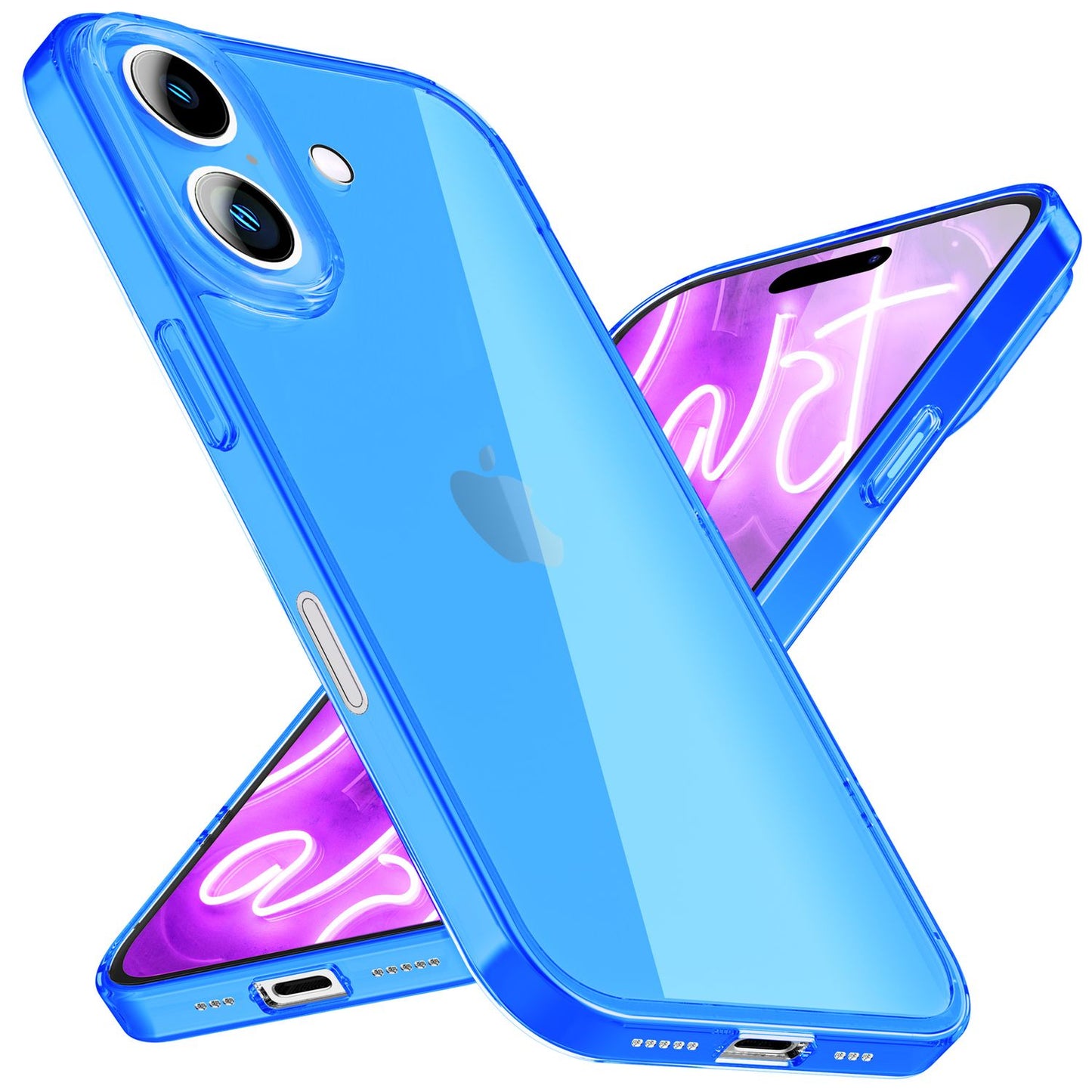 NALIA Neon Silikonhülle für iPhone 16 – Knallige Signal-Farbe & Linsenschutz – VIBE (Transparentes Case) – Marke aus Berlin