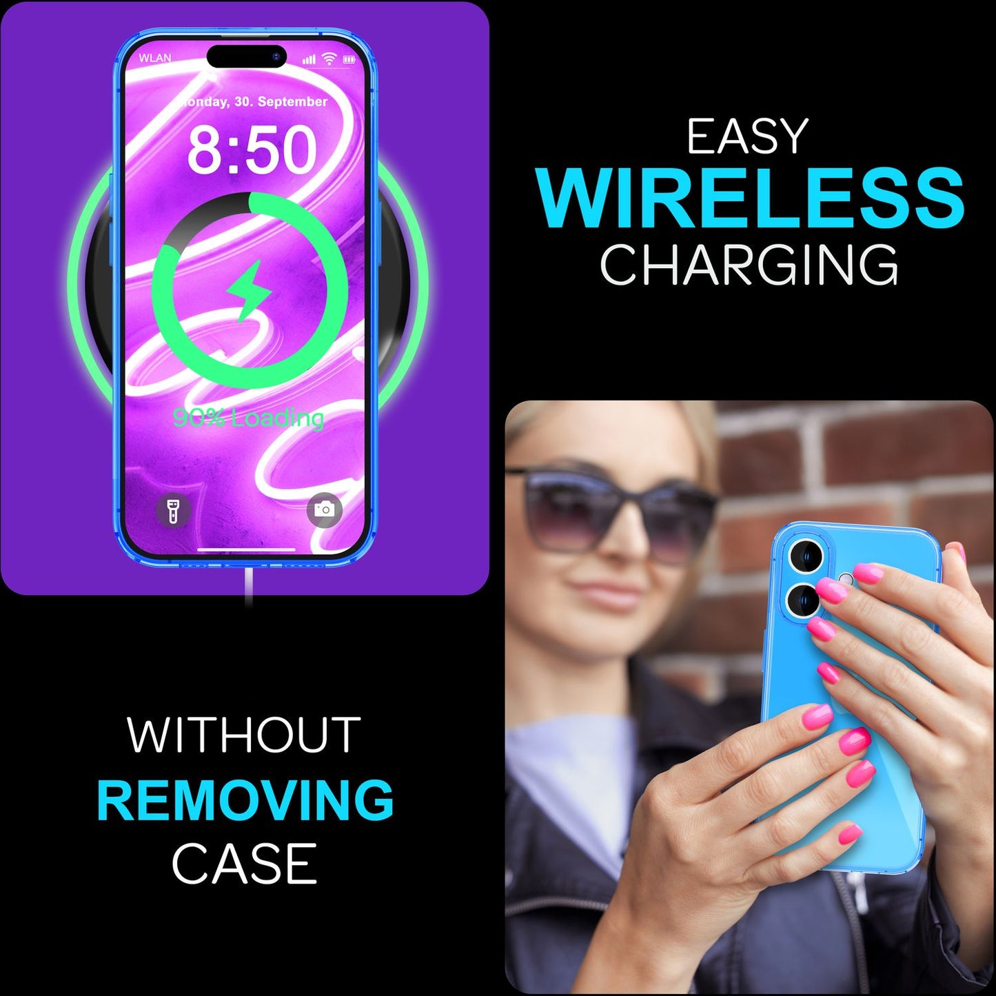 NALIA Neon Silikonhülle für iPhone 16 – Knallige Signal-Farbe & Linsenschutz – VIBE (Transparentes Case) – Marke aus Berlin
