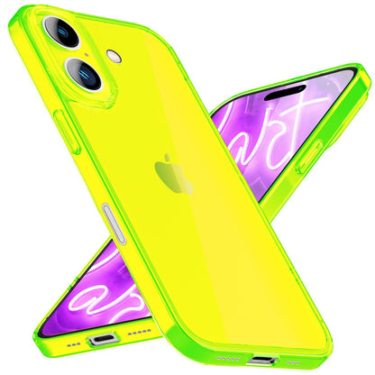 NALIA Neon Silikonhülle für iPhone 16 – Knallige Signal-Farbe & Linsenschutz – VIBE (Transparentes Case) – Marke aus Berlin