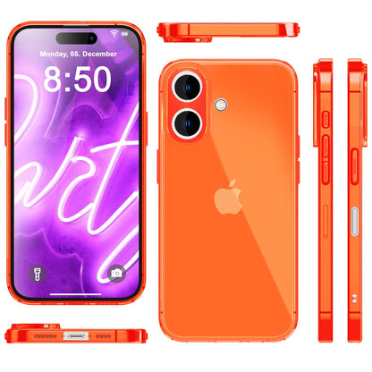 NALIA Neon Silikonhülle für iPhone 16 – Knallige Signal-Farbe & Linsenschutz – VIBE (Transparentes Case) – Marke aus Berlin