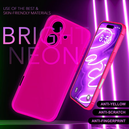 NALIA Neon Silikonhülle für iPhone 16 – Knallige Signal-Farbe & Linsenschutz – VIBE (Transparentes Case) – Marke aus Berlin