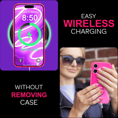 NALIA Neon Silikonhülle für iPhone 16 – Knallige Signal-Farbe & Linsenschutz – VIBE (Transparentes Case) – Marke aus Berlin