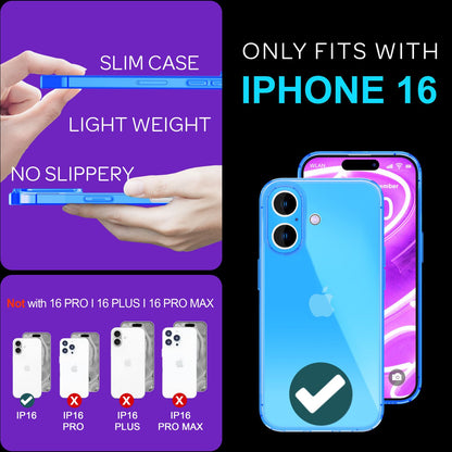 NALIA Neon Silikonhülle für iPhone 16 – Knallige Signal-Farbe & Linsenschutz – VIBE (Transparentes Case) – Marke aus Berlin