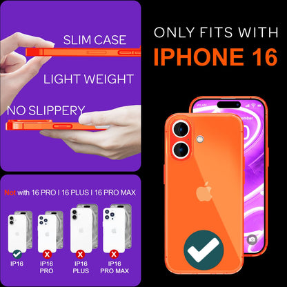 NALIA Neon Silikonhülle für iPhone 16 – Knallige Signal-Farbe & Linsenschutz – VIBE (Transparentes Case) – Marke aus Berlin