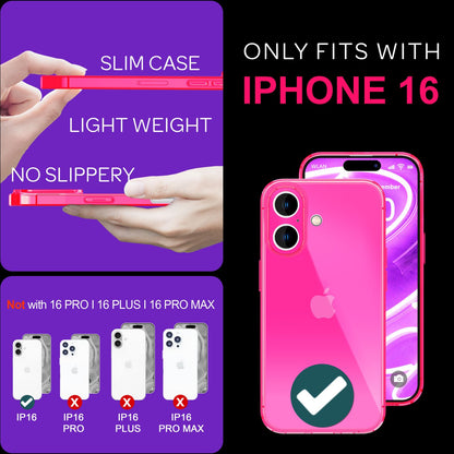 NALIA Neon Silikonhülle für iPhone 16 – Knallige Signal-Farbe & Linsenschutz – VIBE (Transparentes Case) – Marke aus Berlin