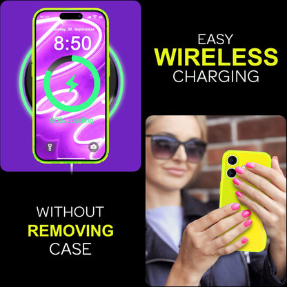 NALIA Neon Silikonhülle für iPhone 16 Plus – Knallige Signal-Farbe & Linsenschutz – VIBE (Transparentes Case) – Marke aus Berlin
