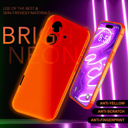 NALIA Neon Silikonhülle für iPhone 16 Plus – Knallige Signal-Farbe & Linsenschutz – VIBE (Transparentes Case) – Marke aus Berlin