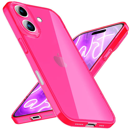 NALIA Neon Silikonhülle für iPhone 16 Plus – Knallige Signal-Farbe & Linsenschutz – VIBE (Transparentes Case) – Marke aus Berlin