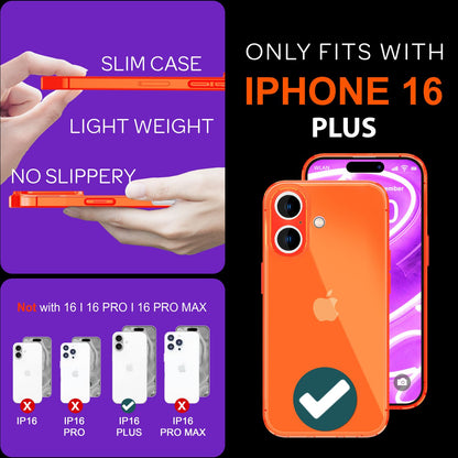 NALIA Neon Silikonhülle für iPhone 16 Plus – Knallige Signal-Farbe & Linsenschutz – VIBE (Transparentes Case) – Marke aus Berlin