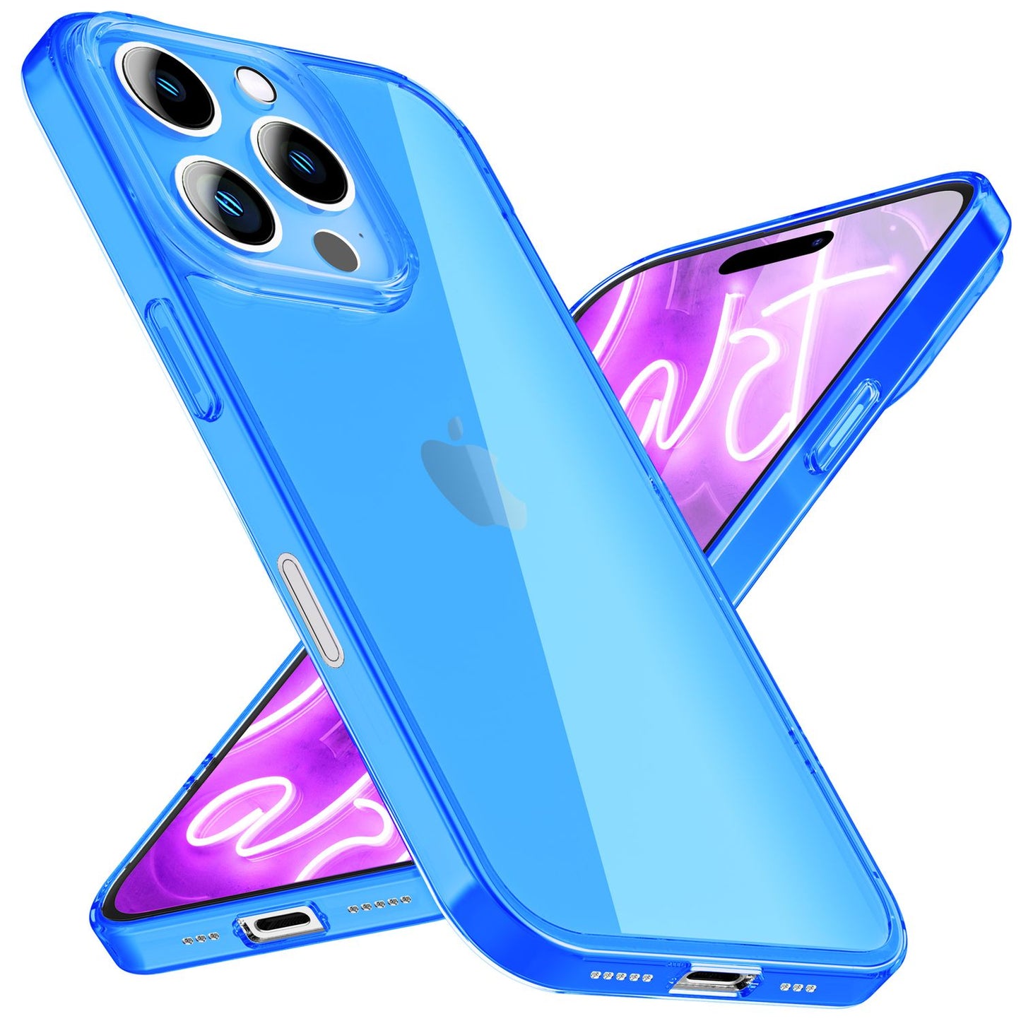 NALIA Neon Silikonhülle für iPhone 16 Pro – Knallige Signal-Farbe & Linsenschutz – VIBE (Transparentes Case) – Marke aus Berlin
