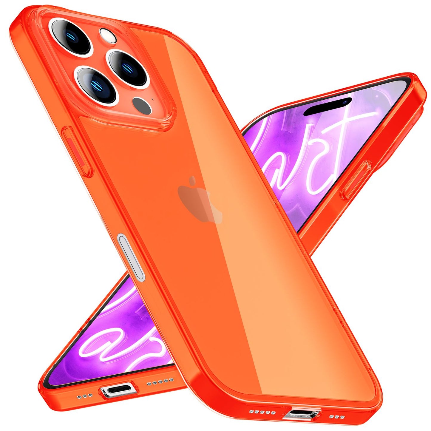 NALIA Neon Silikonhülle für iPhone 16 Pro – Knallige Signal-Farbe & Linsenschutz – VIBE (Transparentes Case) – Marke aus Berlin