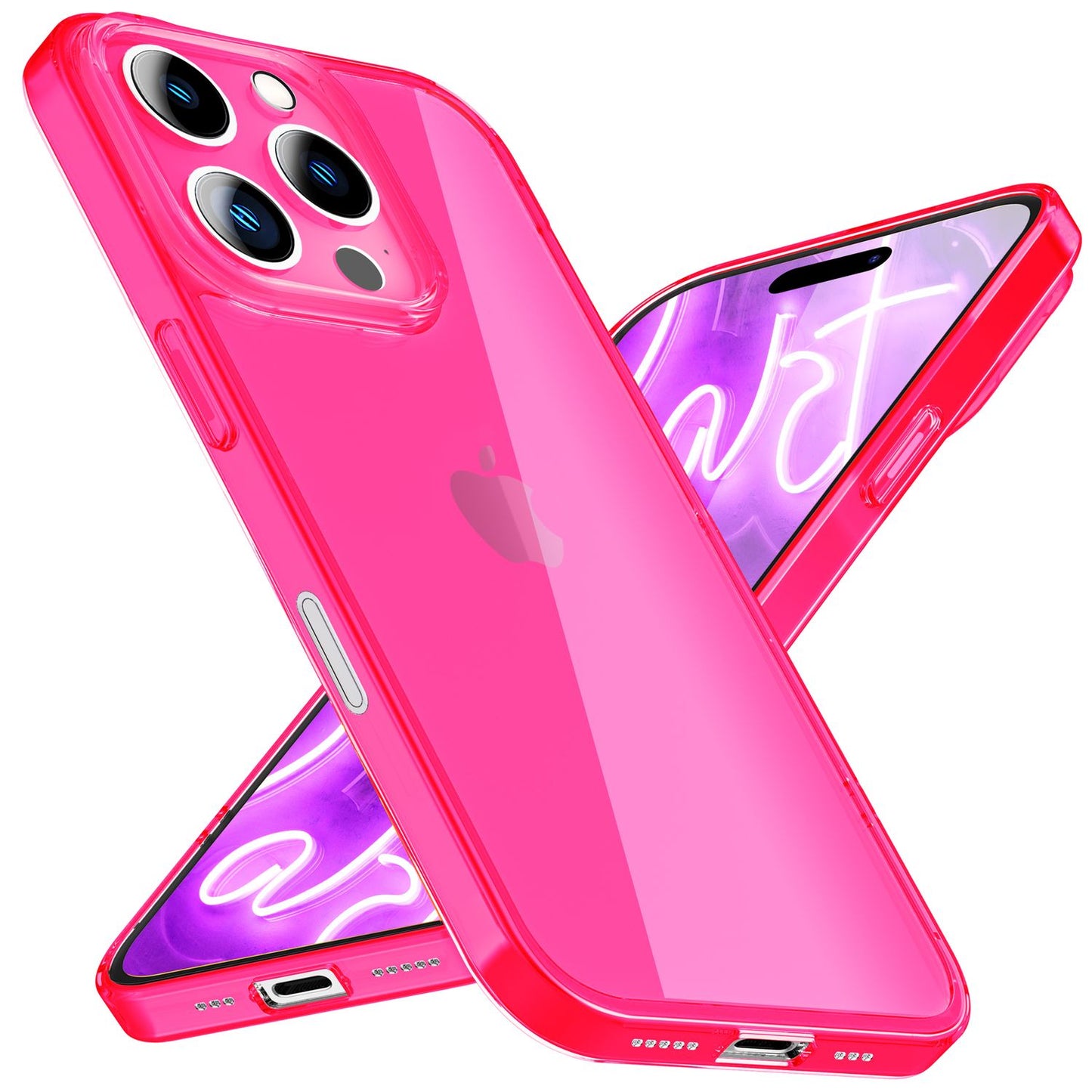 NALIA Neon Silikonhülle für iPhone 16 Pro – Knallige Signal-Farbe & Linsenschutz – VIBE (Transparentes Case) – Marke aus Berlin