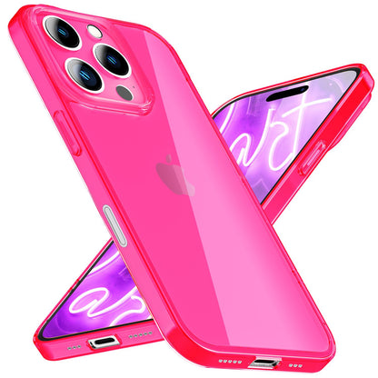 NALIA Neon Silikonhülle für iPhone 16 Pro – Knallige Signal-Farbe & Linsenschutz – VIBE (Transparentes Case) – Marke aus Berlin