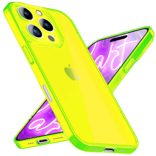 NALIA Neon Silikonhülle für iPhone 16 Pro Max – Knallige Signal-Farbe & Linsenschutz – VIBE (Transparentes Case) – Marke aus Berlin