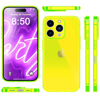NALIA Neon Silikonhülle für iPhone 16 Pro Max – Knallige Signal-Farbe & Linsenschutz – VIBE (Transparentes Case) – Marke aus Berlin