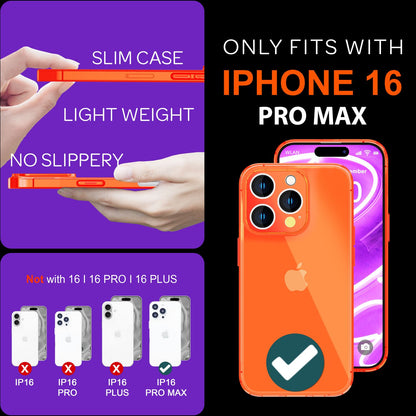 NALIA Neon Silikonhülle für iPhone 16 Pro Max – Knallige Signal-Farbe & Linsenschutz – VIBE (Transparentes Case) – Marke aus Berlin